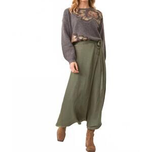 NEW NEKANE NKN passion long satin cross skirt in green
